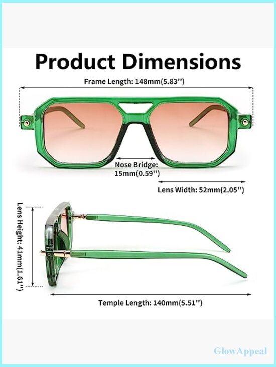 Vintage Square 70s Aviator Retro Sunglasses UV400 Protection main image 2
